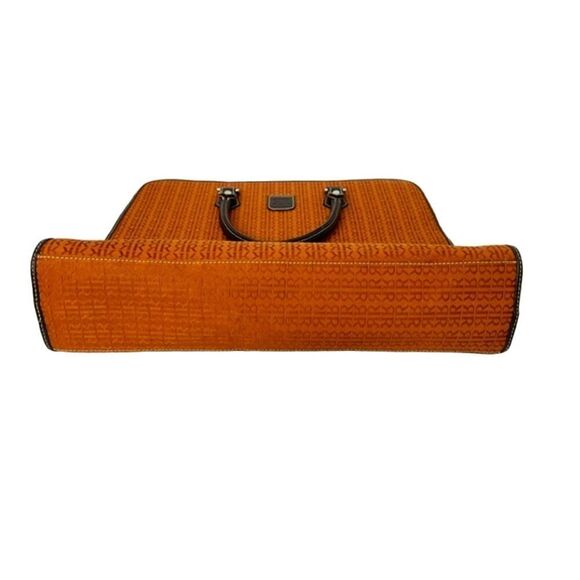 Pedro Rogado Authentic Genuine Leather Tote Bag Orange Brown Made in Spain - Picture 3 of 5